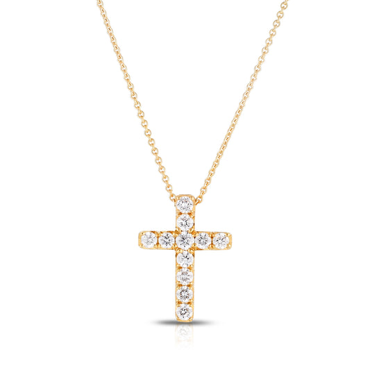 Diamond Cross Pendant in Yellow Gold