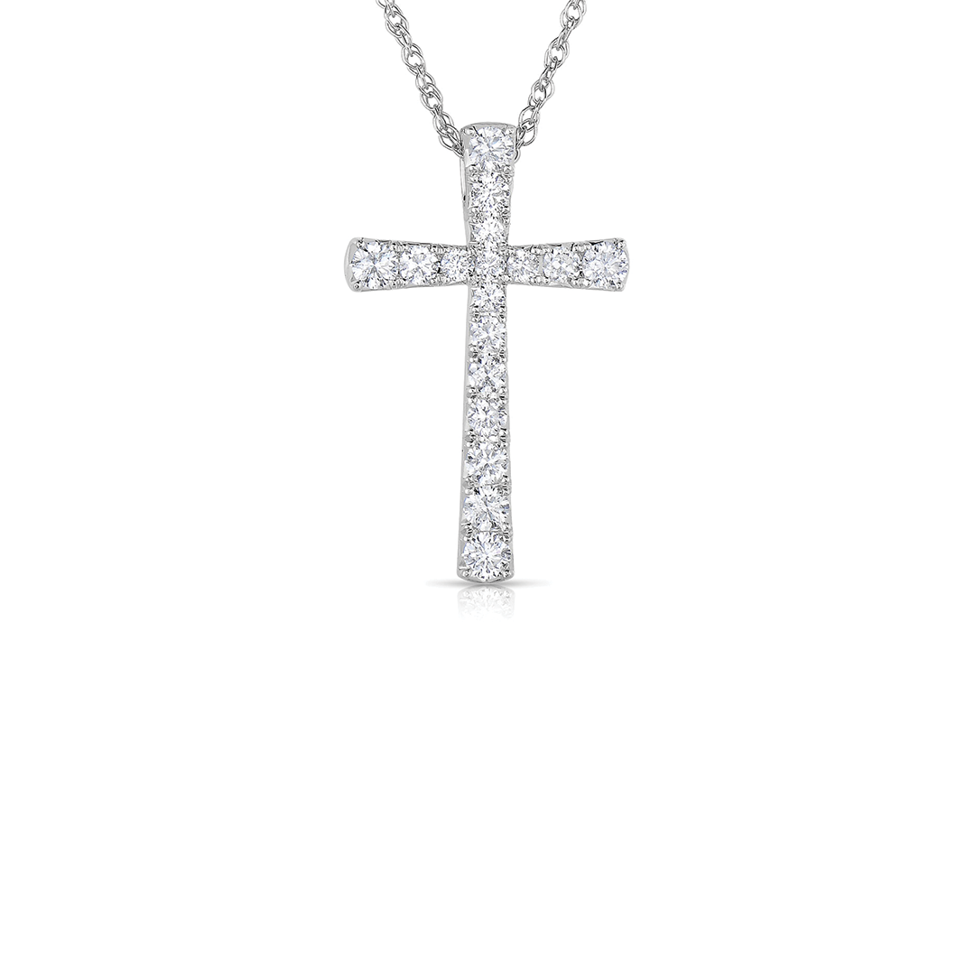 Flared Diamond Cross Pendant Necklace