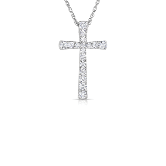 Flared Diamond Cross Pendant Necklace