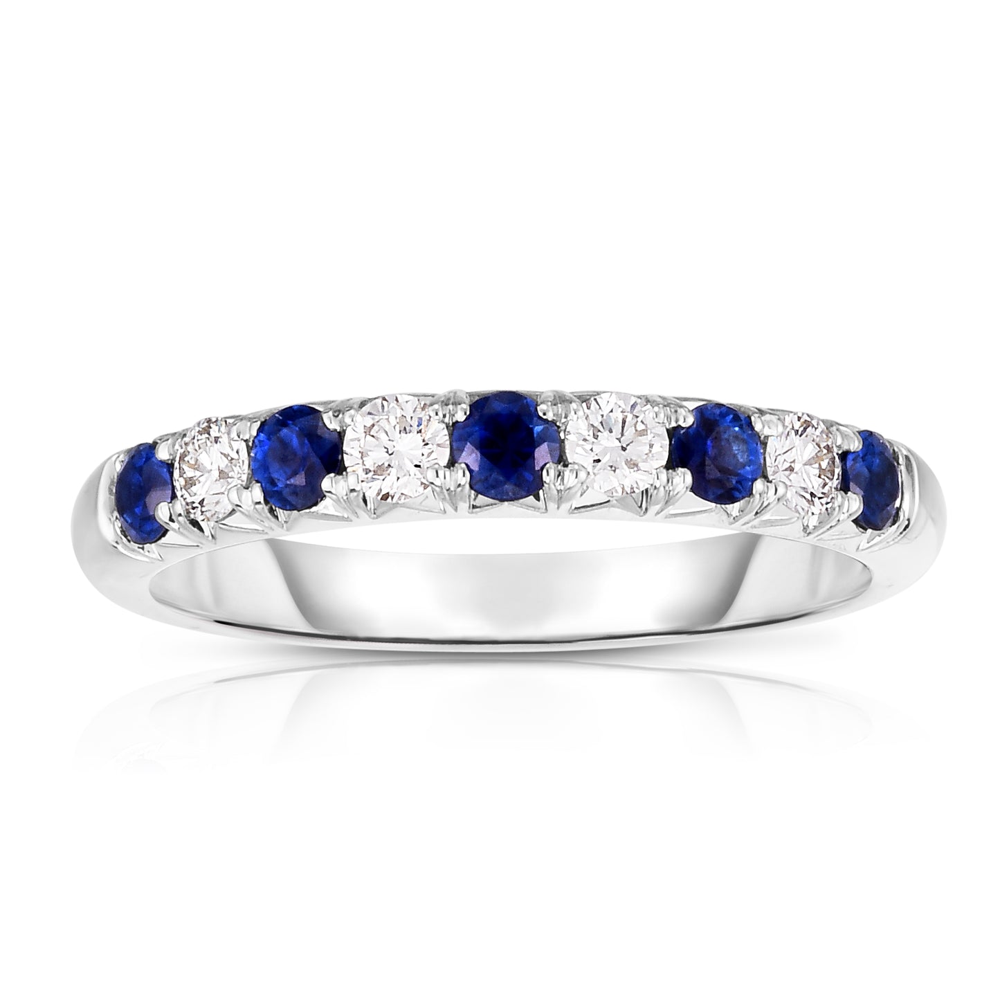 9-Stone French Cut Band with Alternating Blue Sapphire & Diamonds