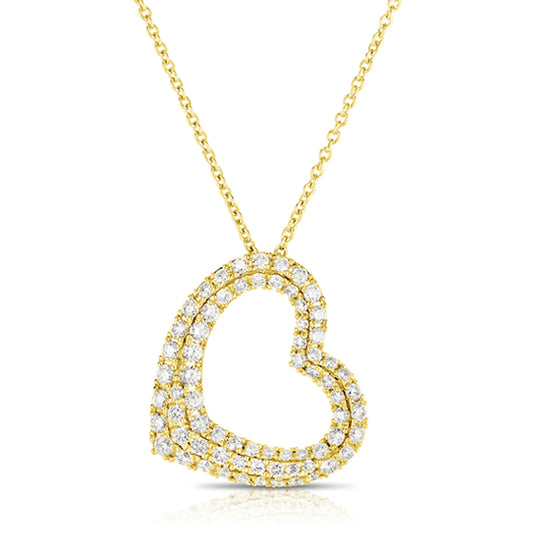 Open Heart Pendant Necklace in Yellow Gold
