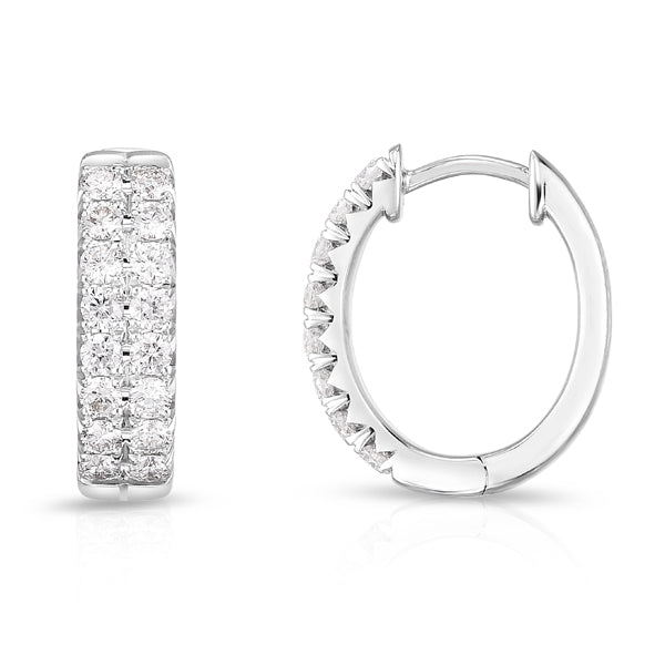 French Set Double Row Oval Diamond Hoops