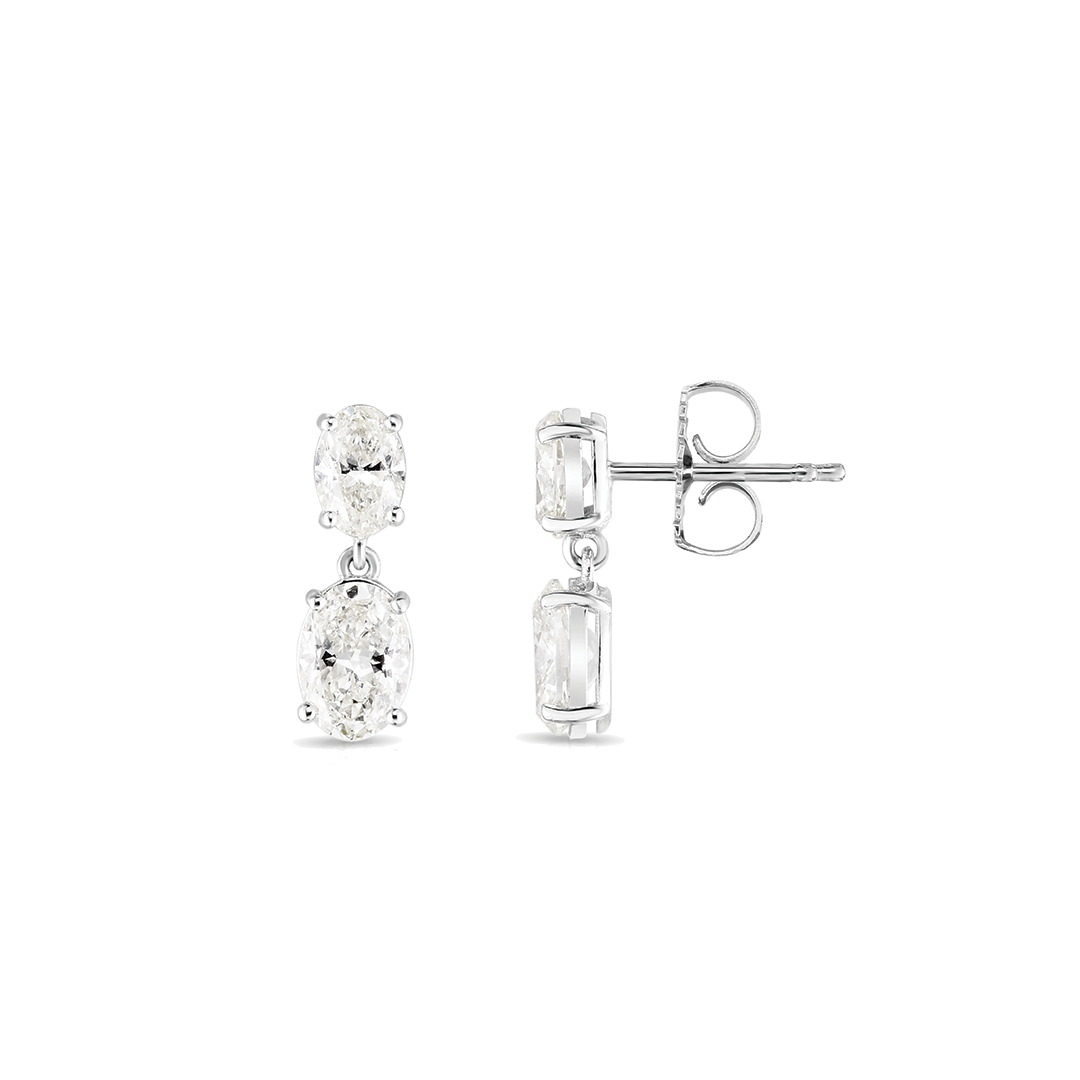 Oval Diamond Drop Earrings