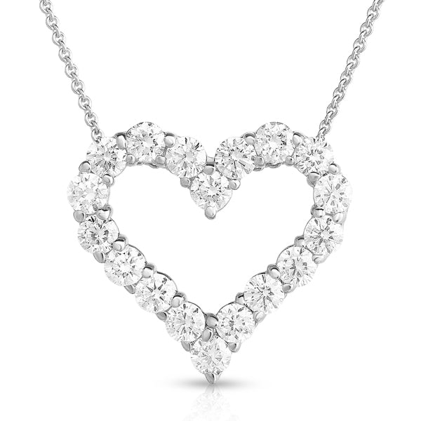 Diamond Heart Pendant in White Gold