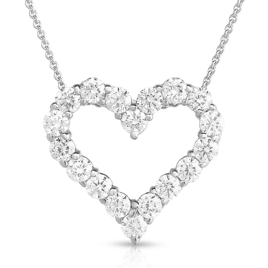 Diamond Heart Pendant in White Gold