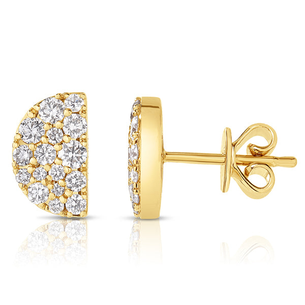 Half Moon Stud Earrings with Diamonds