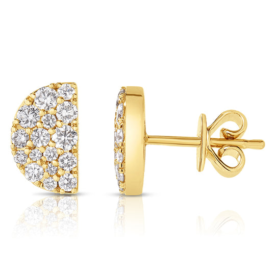 Half Moon Stud Earrings with Diamonds