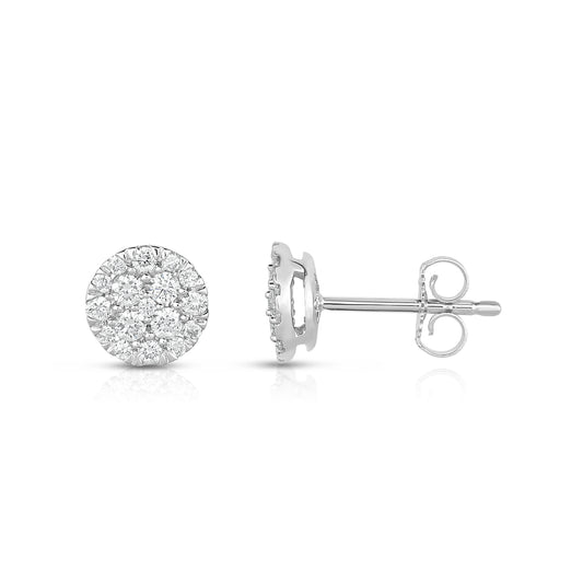 Round Diamond Pave Stud Earrings