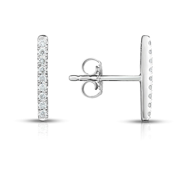 Diamond Bar Studs in White Gold