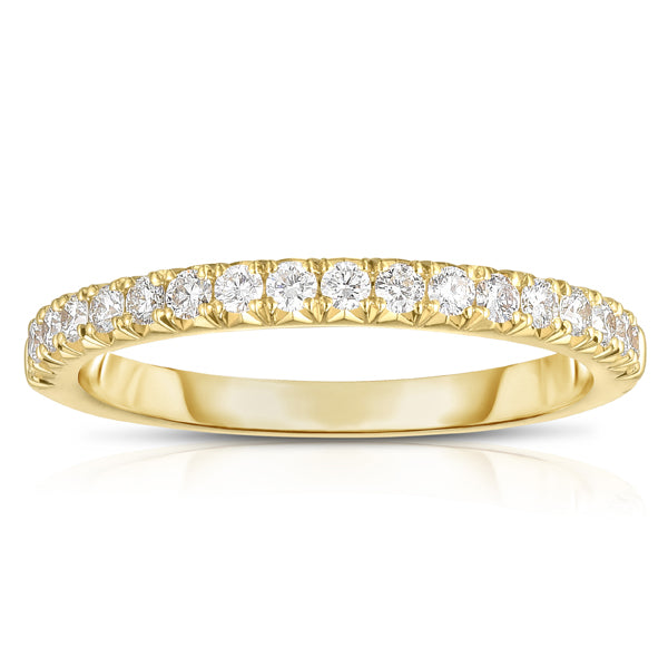 Halfway French Cut Diamond Band in Yellow Gold