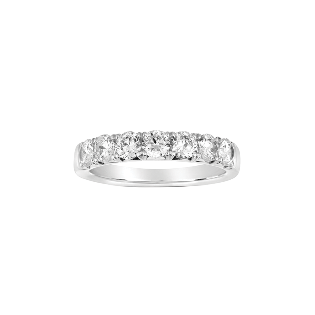 7-Stone French Cut Diamond Band in White Gold