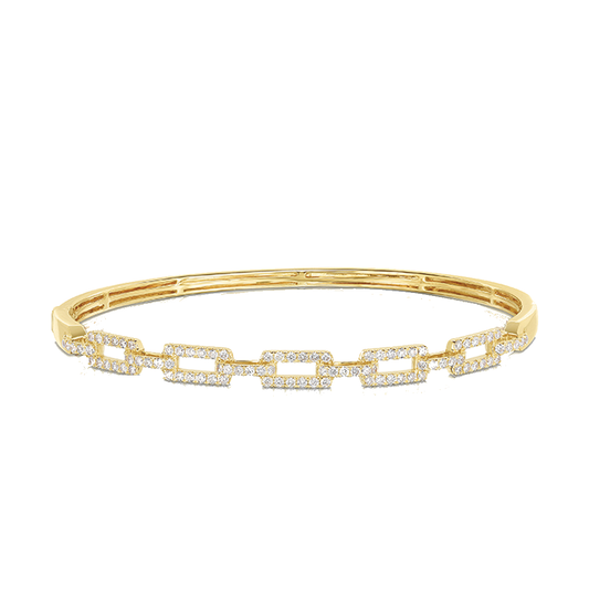 Stacking Bangle with Pave Diamond Rigid Chain Links