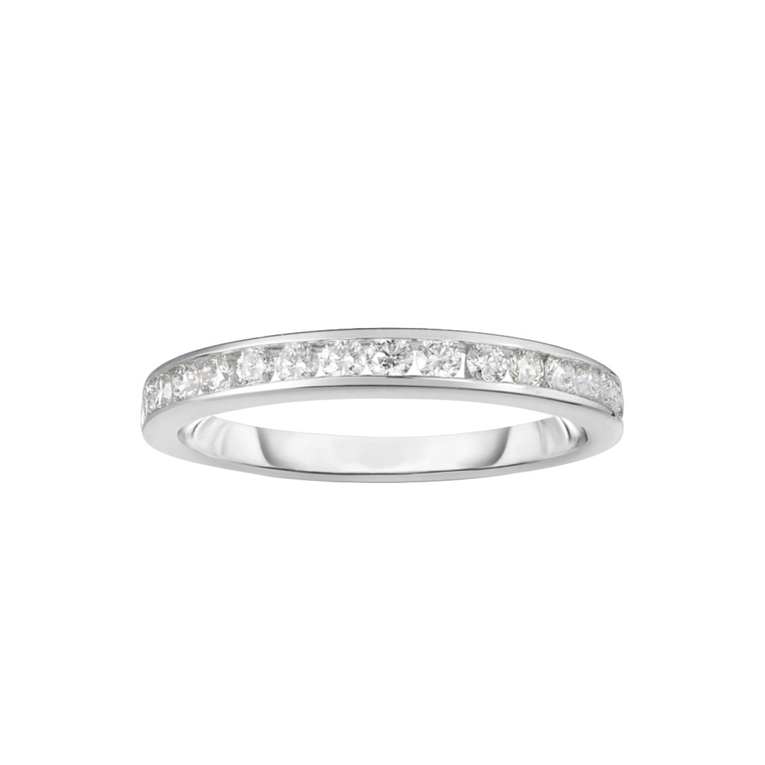 Halfway Channel Set Diamond Band in White Gold