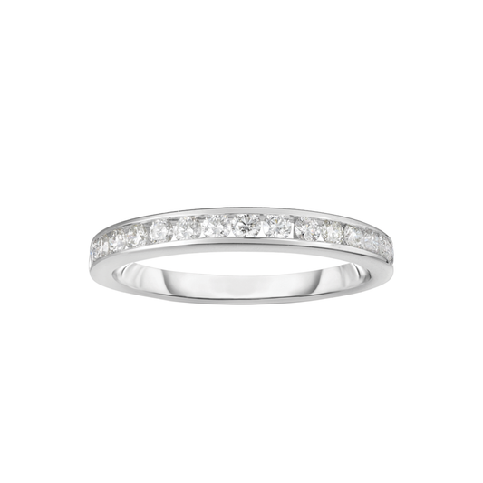 Halfway Channel Set Diamond Band in White Gold