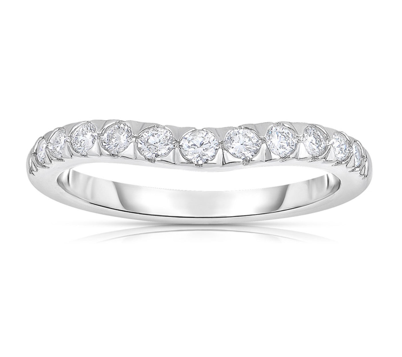 Curved Halfway Diamond Band in White Gold