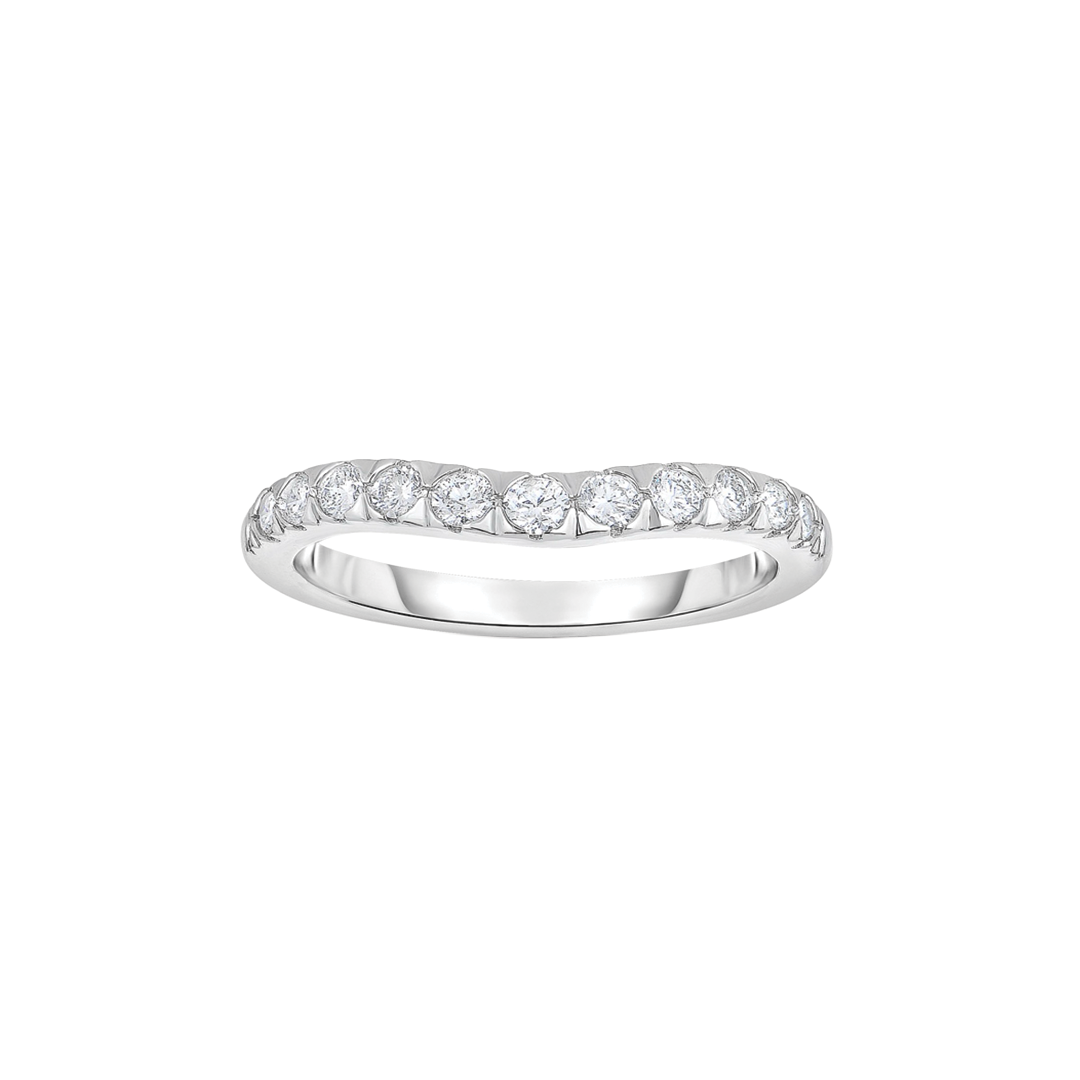 Curved Halfway Diamond Band in White Gold