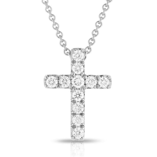 Split Prong Diamond Cross Pendant Necklace