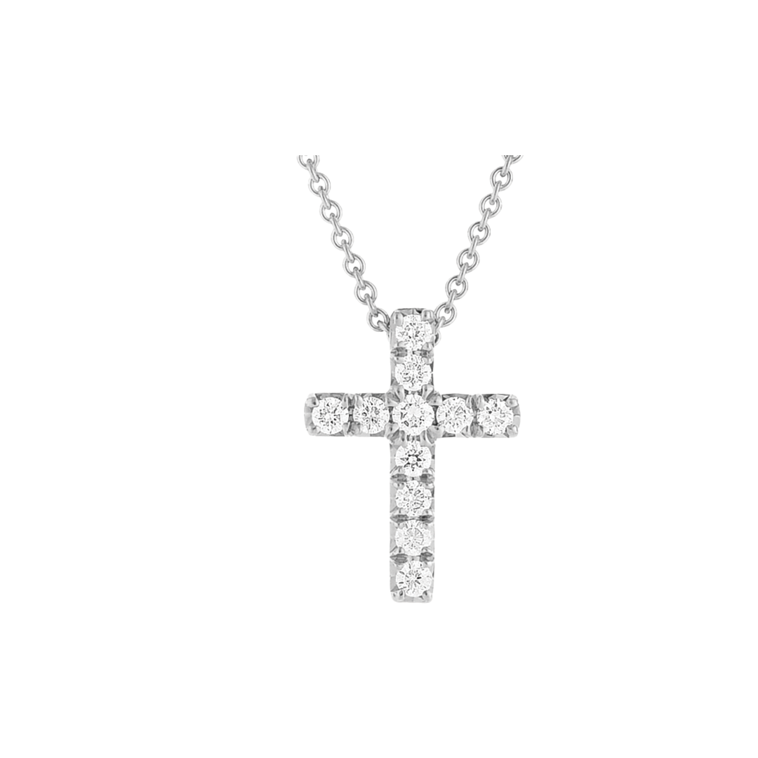 Split Prong Diamond Cross Pendant Necklace