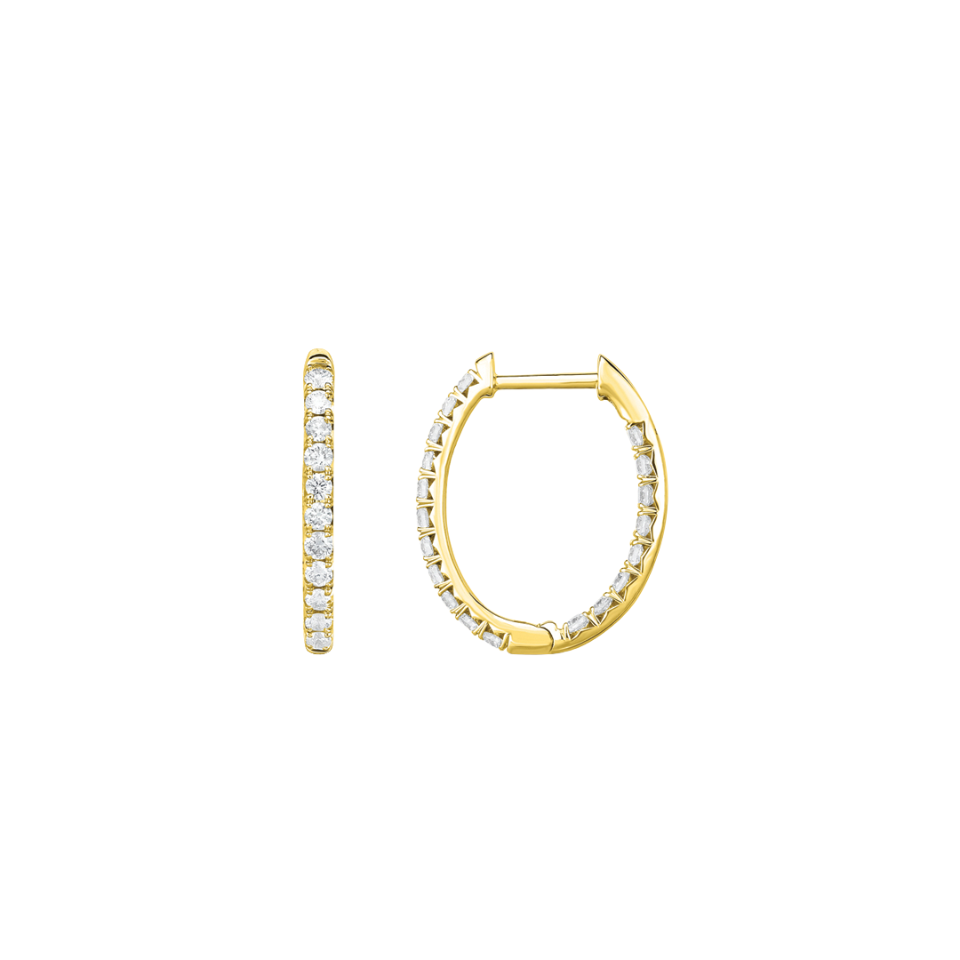 Oval French Cut Diamond Hoops
