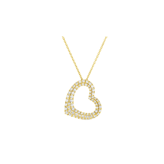 Open Heart Pendant Necklace in Yellow Gold