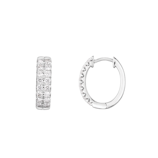 French Set Double Row Oval Diamond Hoops