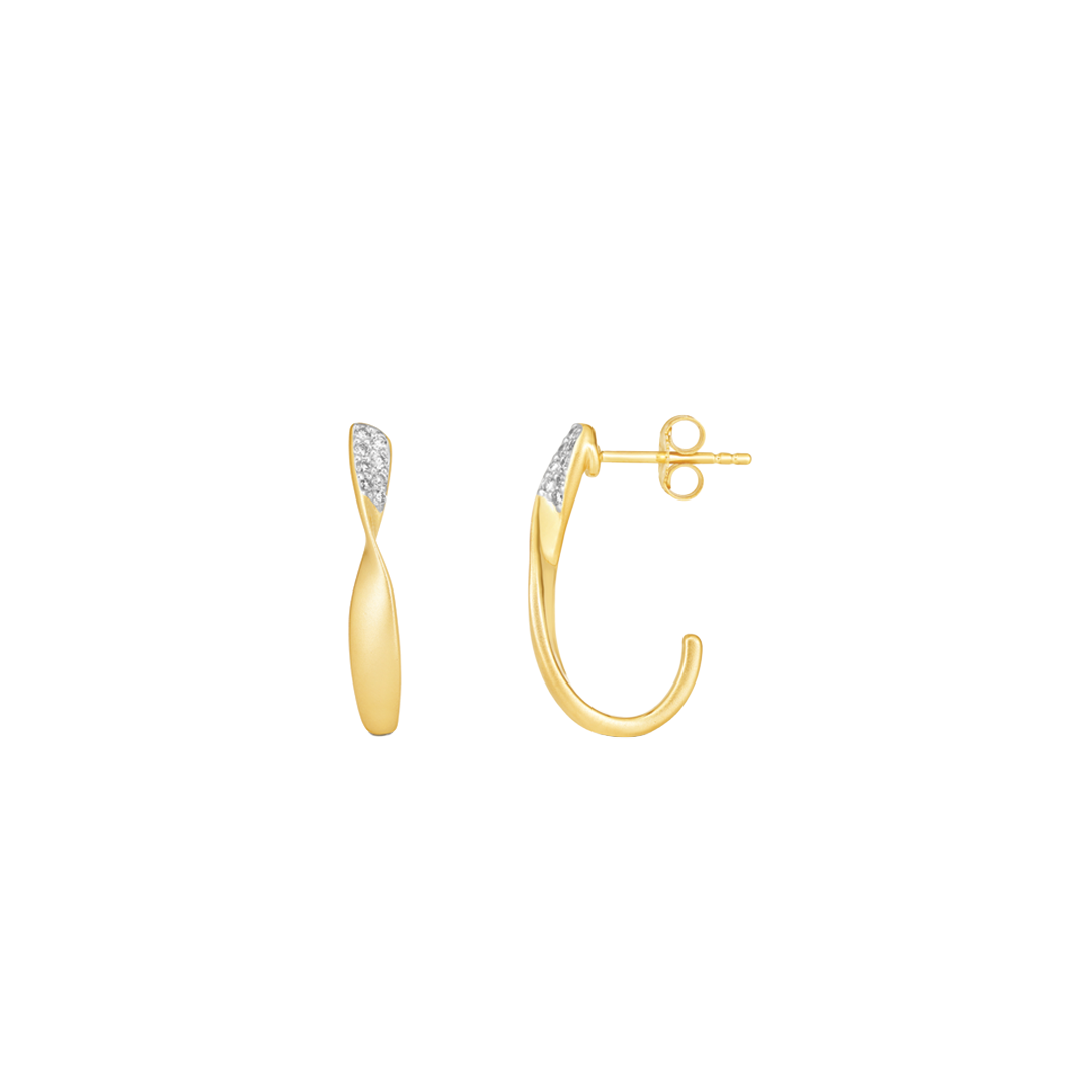 Gold and Diamond Twist Hoop Earrings