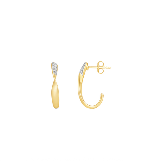 Gold and Diamond Twist Hoop Earrings