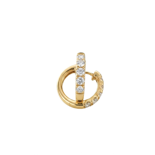 18mm Round Huggie Hoop Earrings with Diamonds