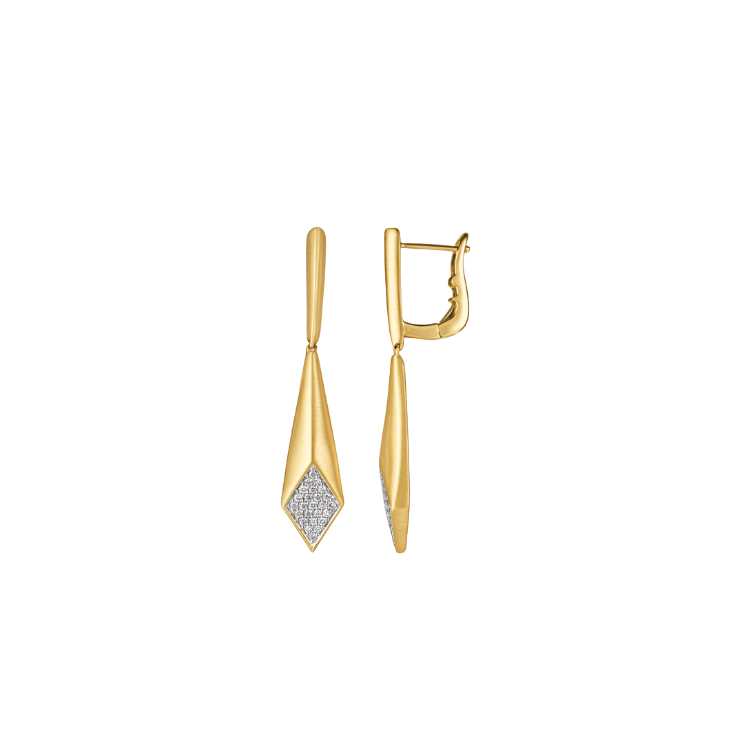 Kite Shaped Drop Earrings with Diamond Ends