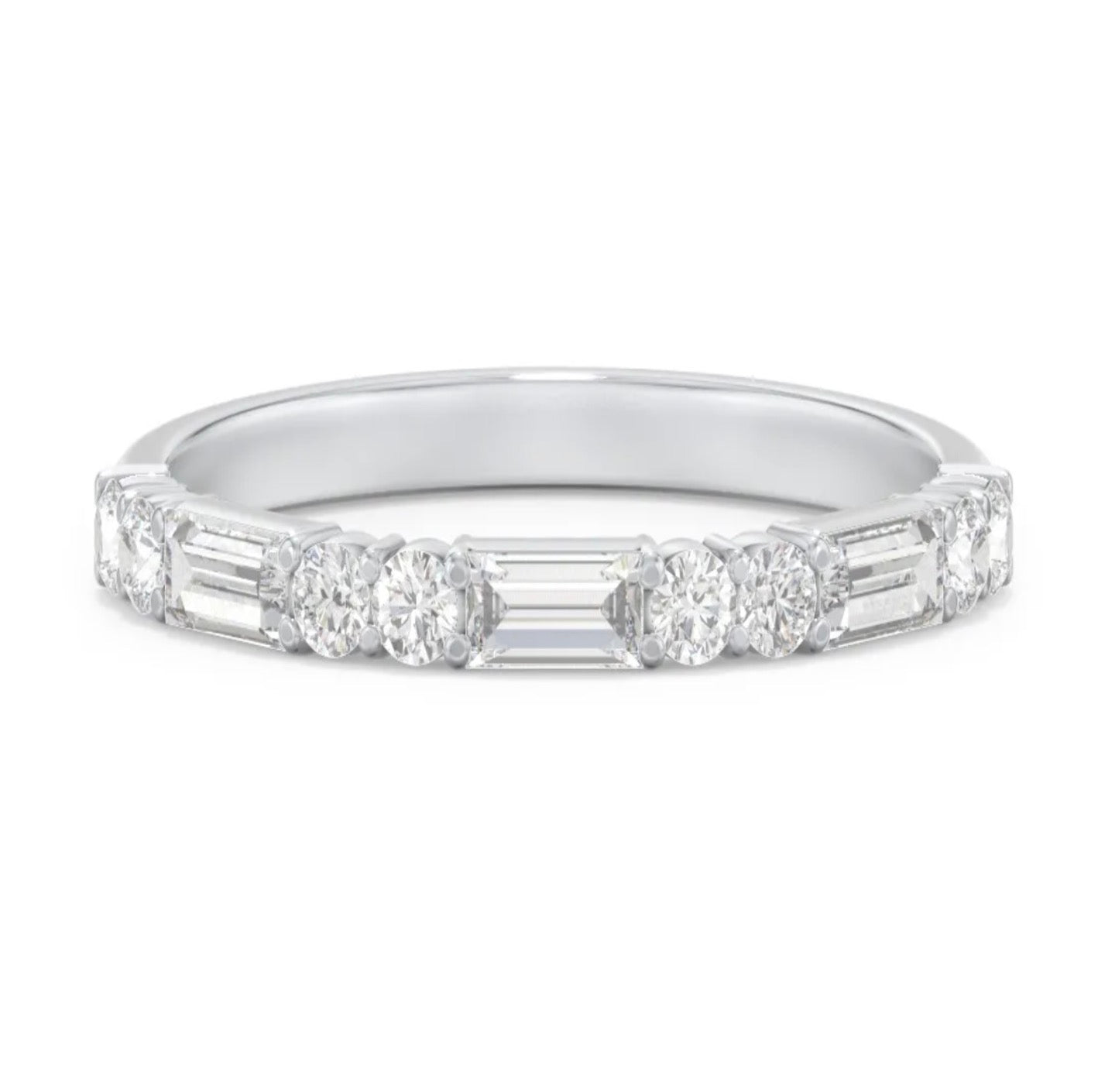 Alternating Round and Baguette Diamond Ring