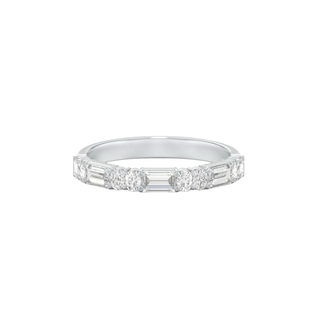 Alternating Round and Baguette Diamond Ring