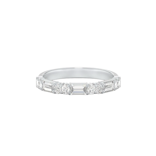 Alternating Round and Baguette Diamond Ring
