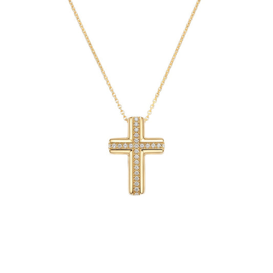 Milgrain Diamond Cross Pendant Necklace