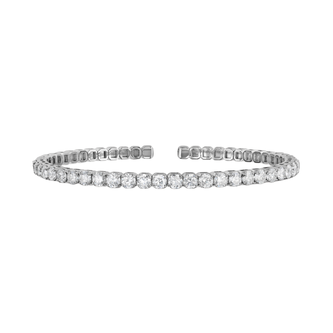 Flexible 4.00ctw Diamond Tennis Cuff Bracelet in White Gold