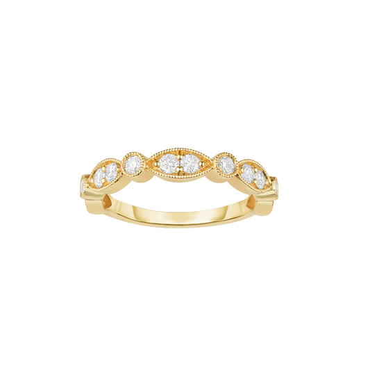 Stacking Gold Band with Mixed Shape Diamonds