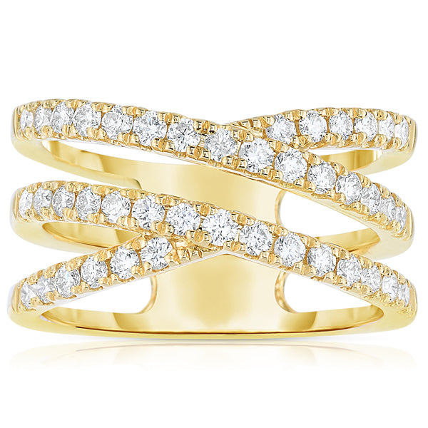 3-Row Crossover Split Prong Diamond Band
