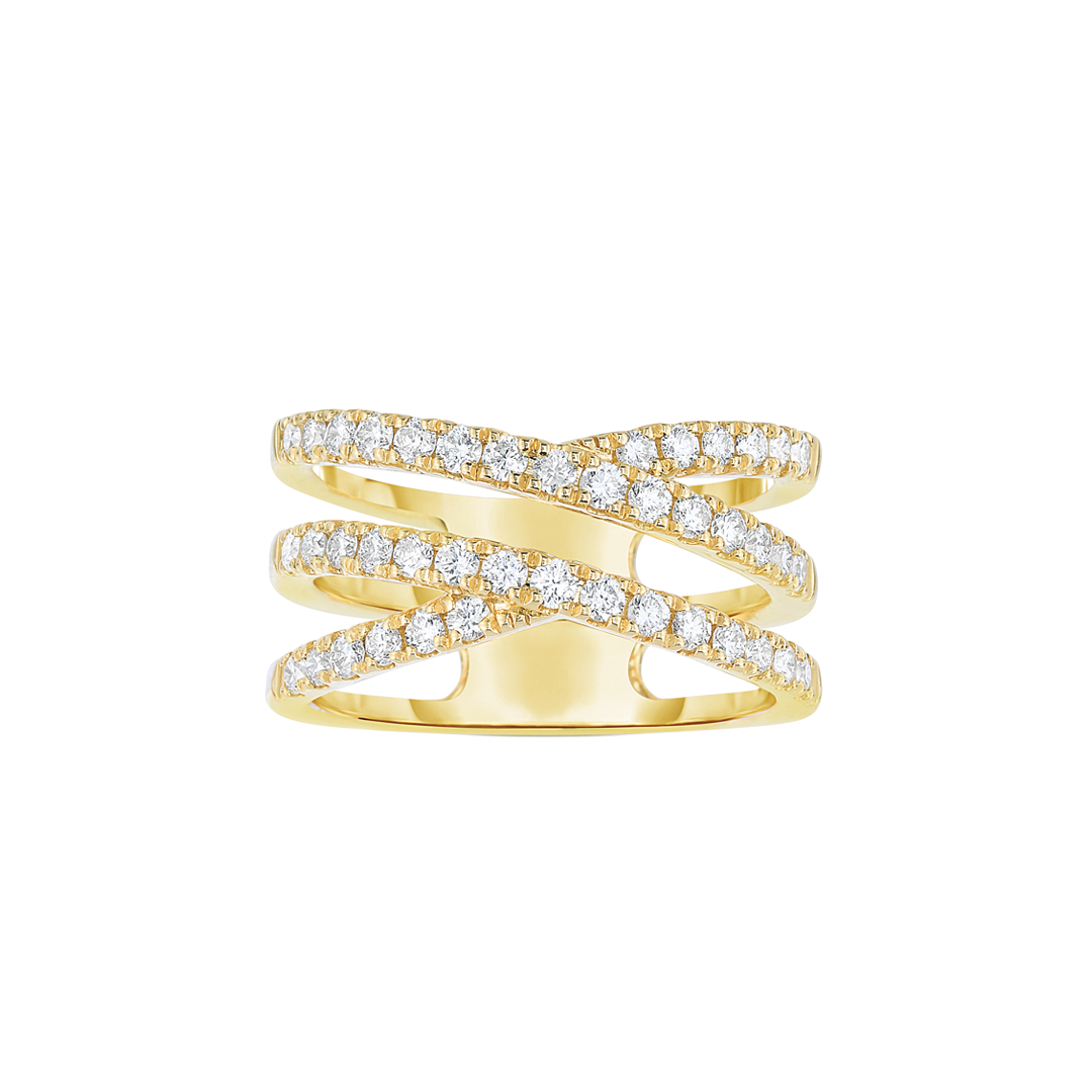3-Row Crossover Split Prong Diamond Band