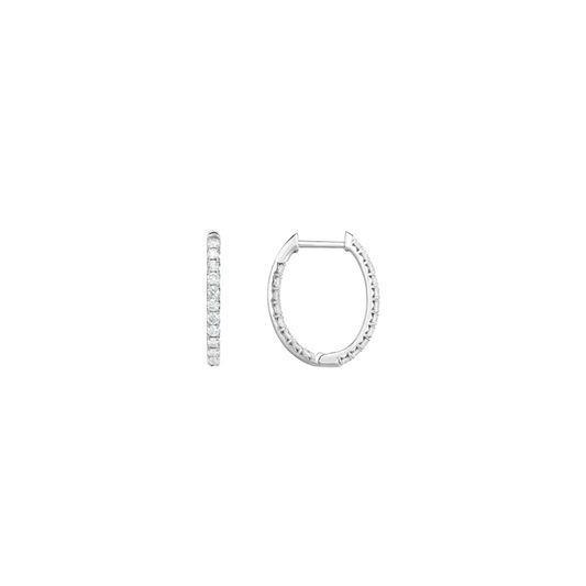 In/Out Diamond Oval Hoops in White Gold
