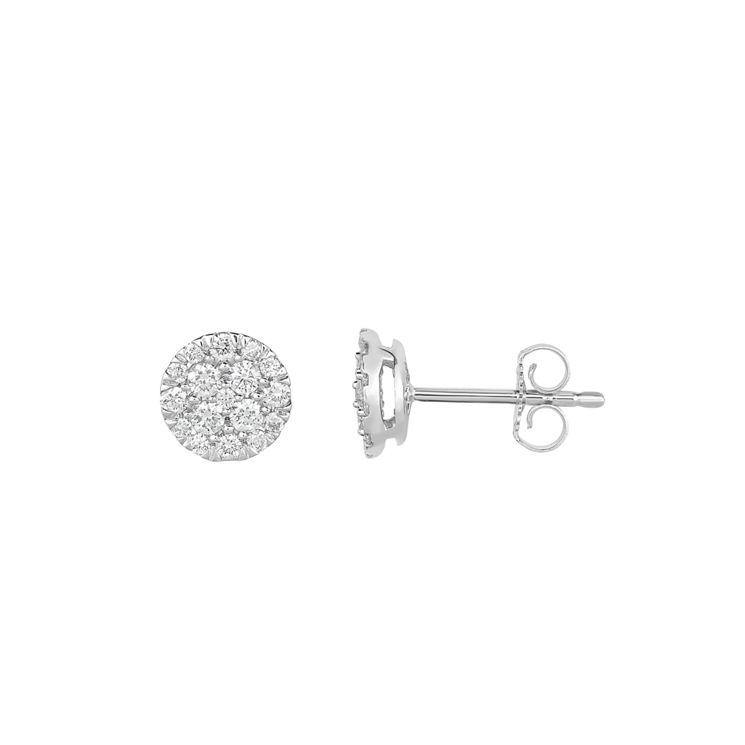 Round Diamond Pave Stud Earrings