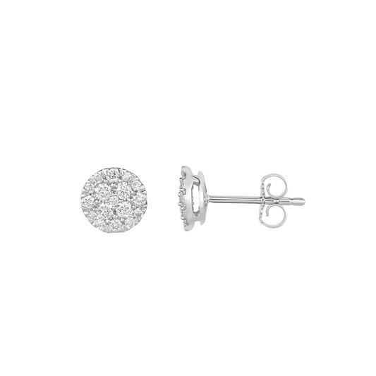 Round Diamond Pave Stud Earrings