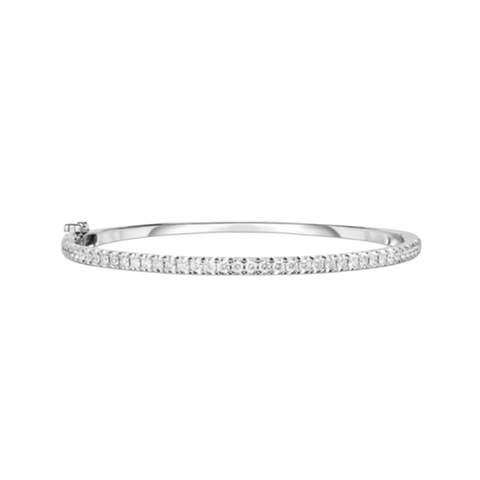 Hinged French Cut Diamond Bangle In White Gold