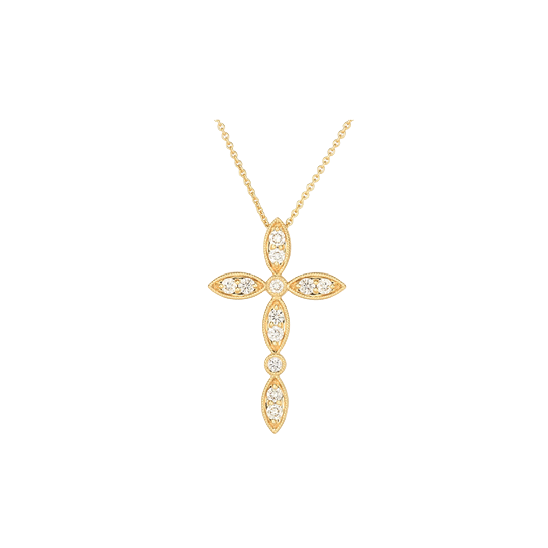 Milgrain Diamond Cross Pendant Necklace