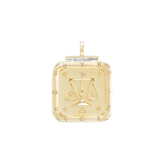 Libra Zodiac Pendant with Diamonds