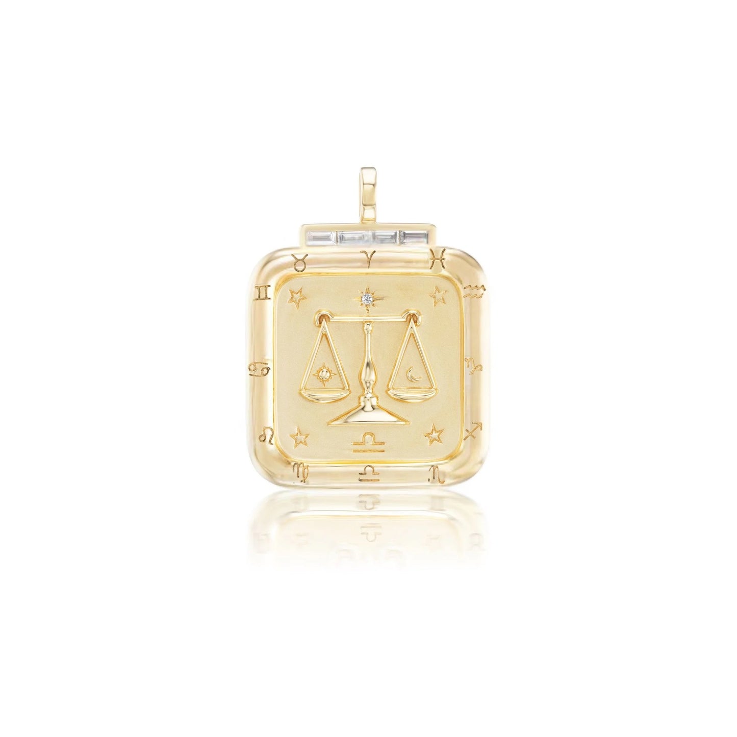 Libra Zodiac Pendant with Diamonds