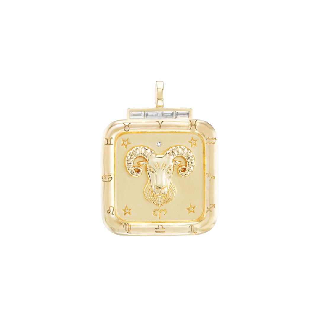 Aires Zodiac Pendant with Diamonds