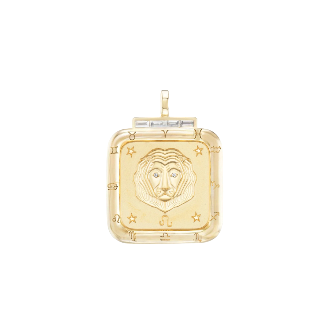 Leo Zodiac Pendant with Diamonds