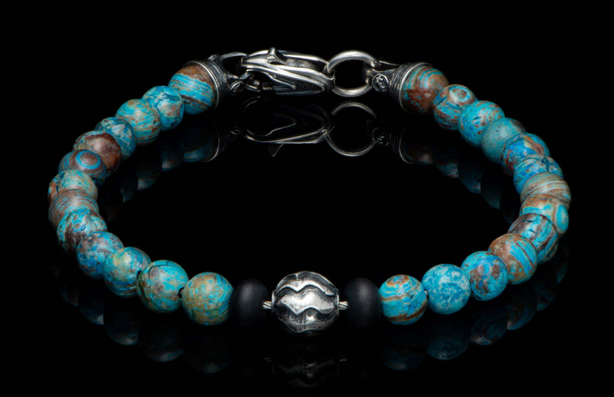 Brookings Bracelet in Blue Lace Agate & Black Onyx