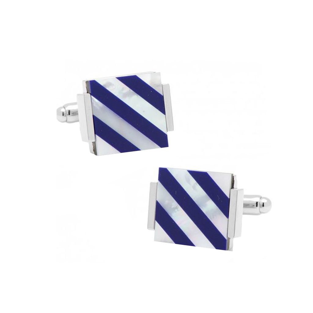 Mother of Pearl Diagonal Striped Cufflinks