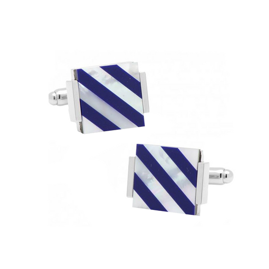 Mother of Pearl Diagonal Striped Cufflinks