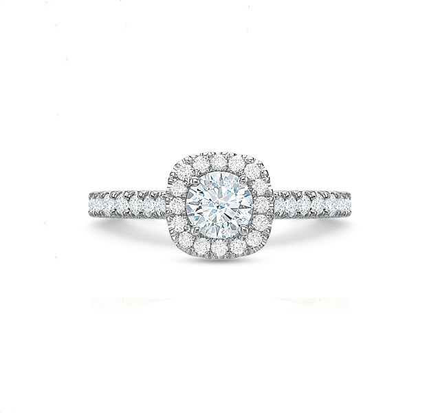 Cushion Halo Engagement Ring 1.00tw